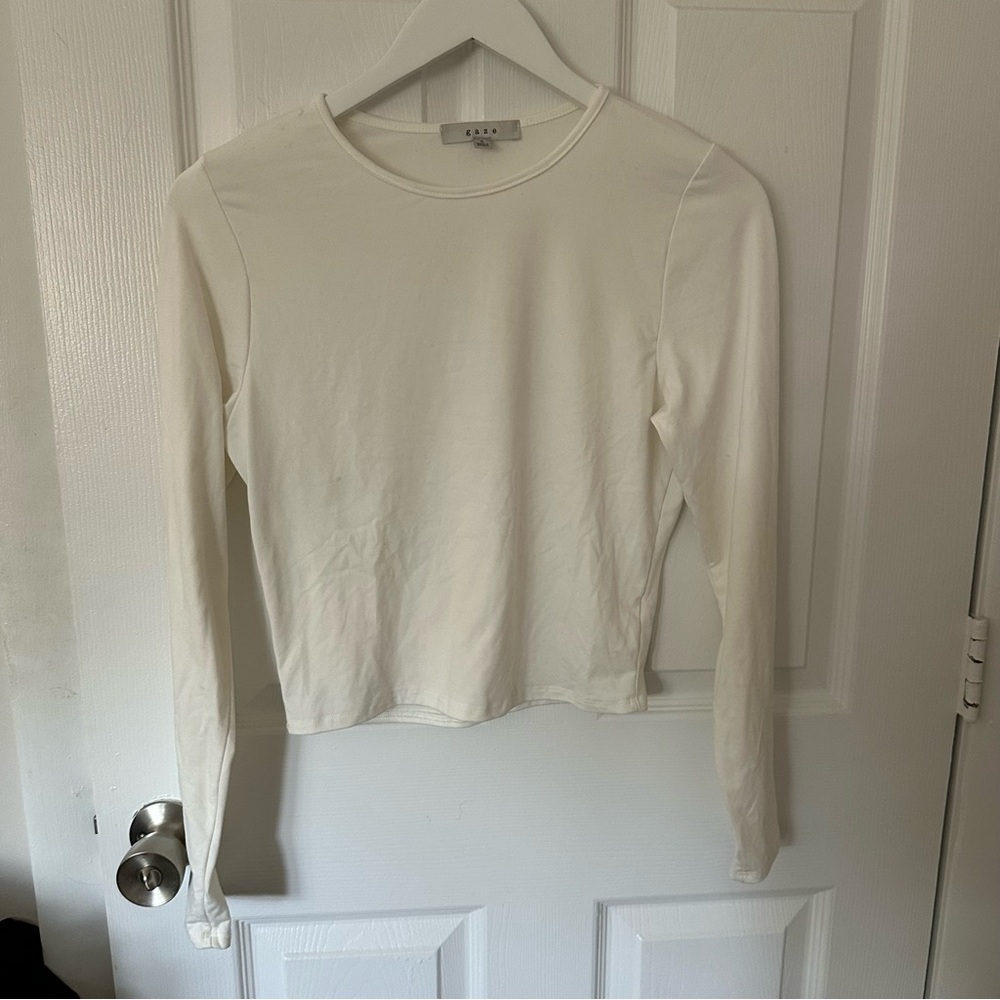 White Long Sleeve Cropped Top